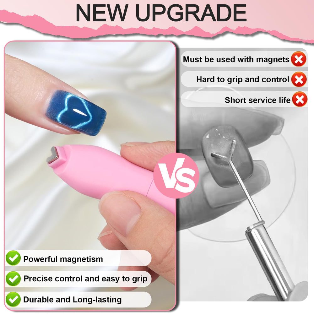 Plman cat eye magnet set in use for salon-quality nails at home.