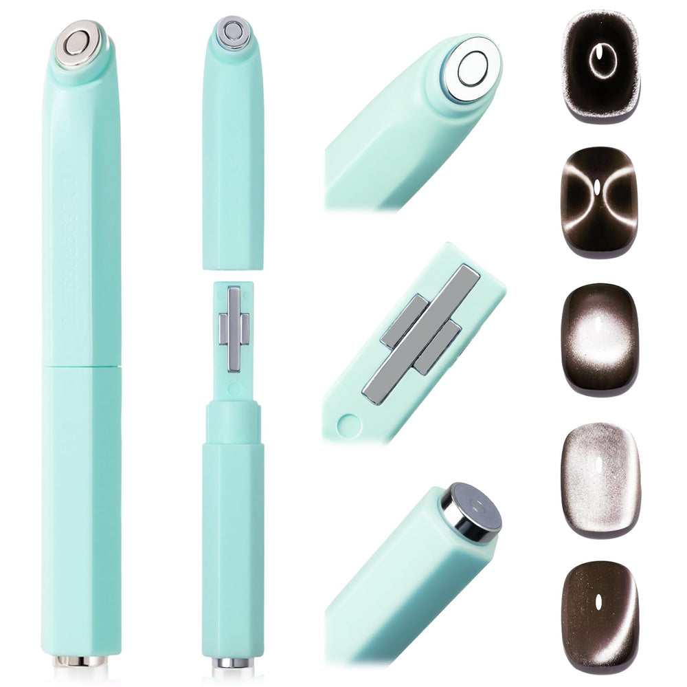 Plman cat-eye magnet pen 3-in-1 with green design for versatile nail art