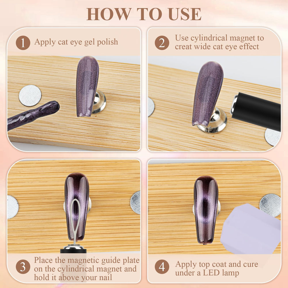 Plman professional salon use-ready magnet set supports versatile cat eye techniques.