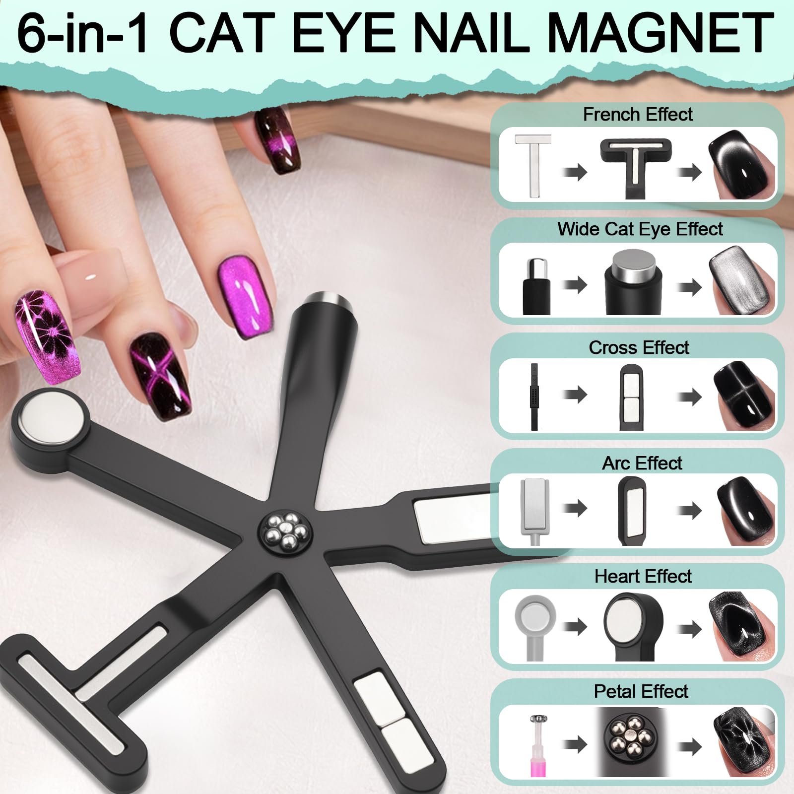 Plman heart cat-eye pen 3in1 in action, enabling heart and double-line looks.