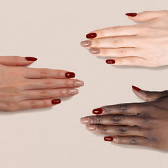 Pluchke color swatches show burgundy and rose gold shades