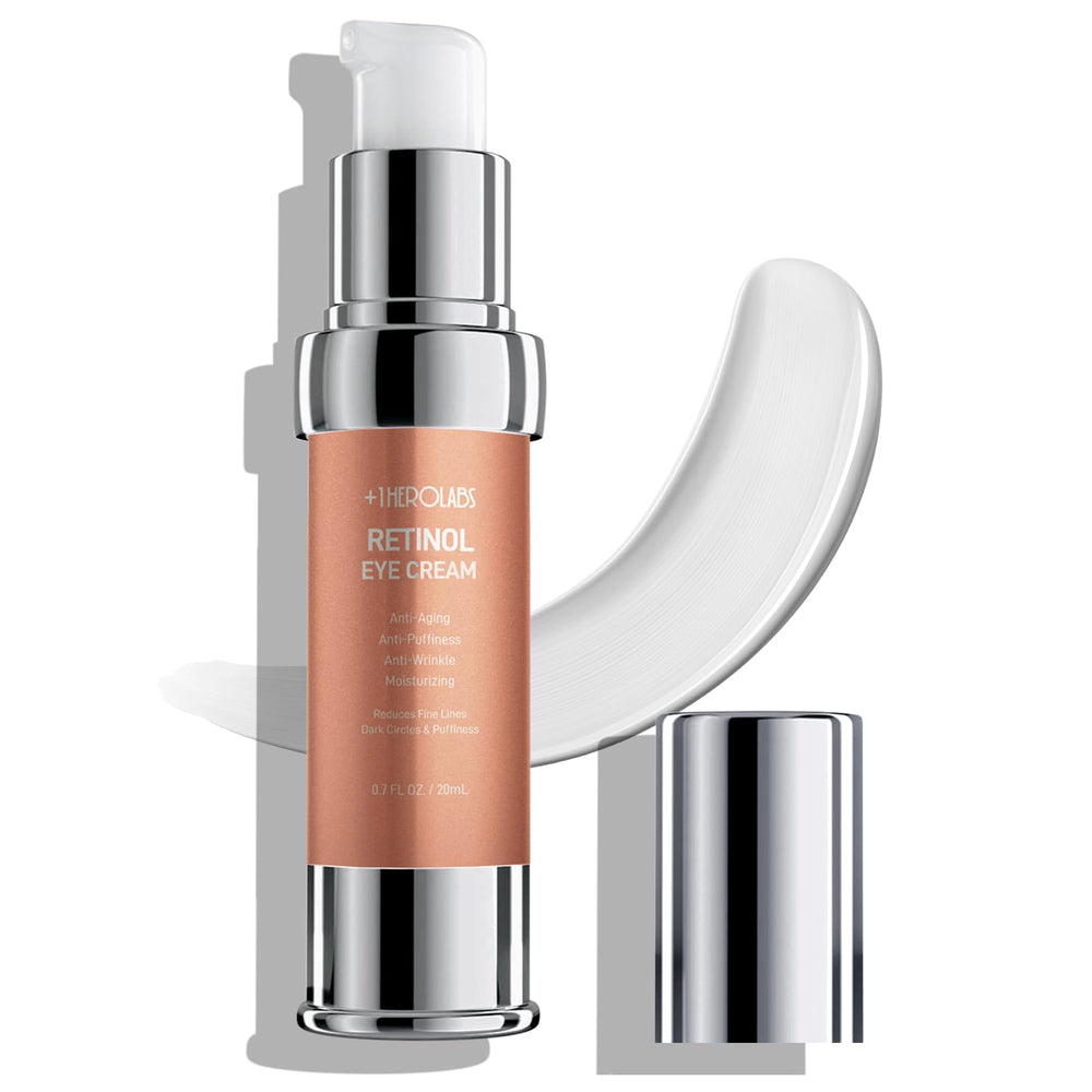 Plus Oneherolabs Retinol Eye Cream bottle; may reduce under-eye puffiness.
