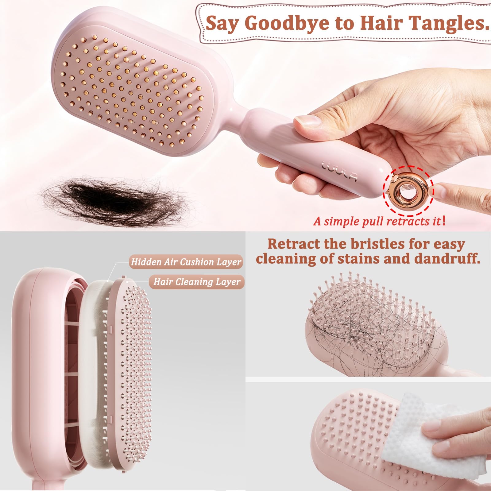 PMDYBY 133-dense-bristles detangle efficiently across all hair types.