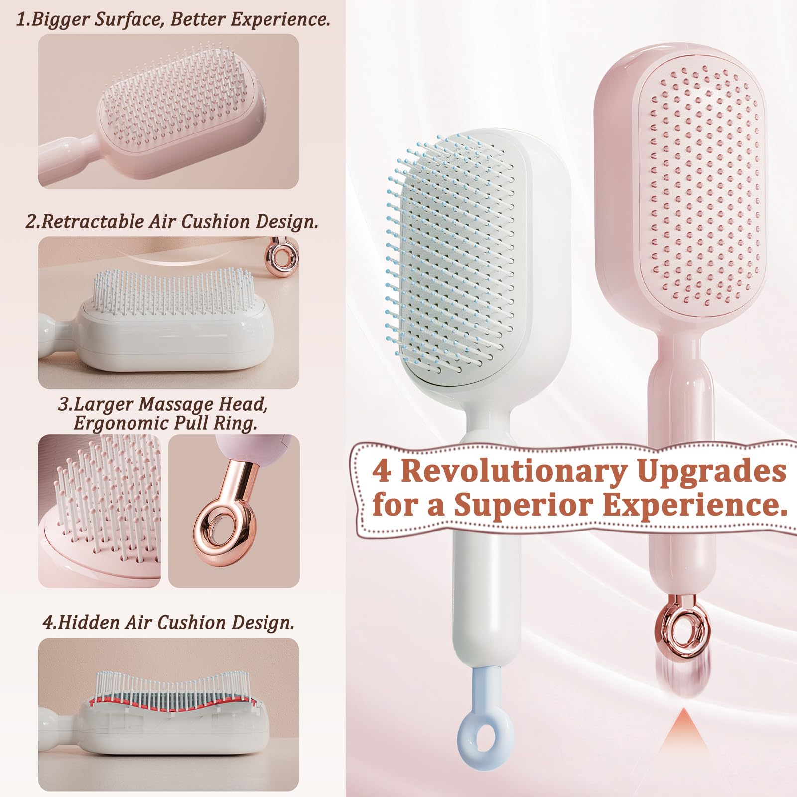 PMDYBY air-cushion base provides a soothing scalp massage during brushing.
