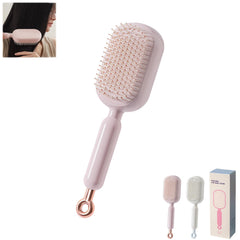 PMDYBY retractable cushion massage brush pink for gentle detangling and scalp comfort.