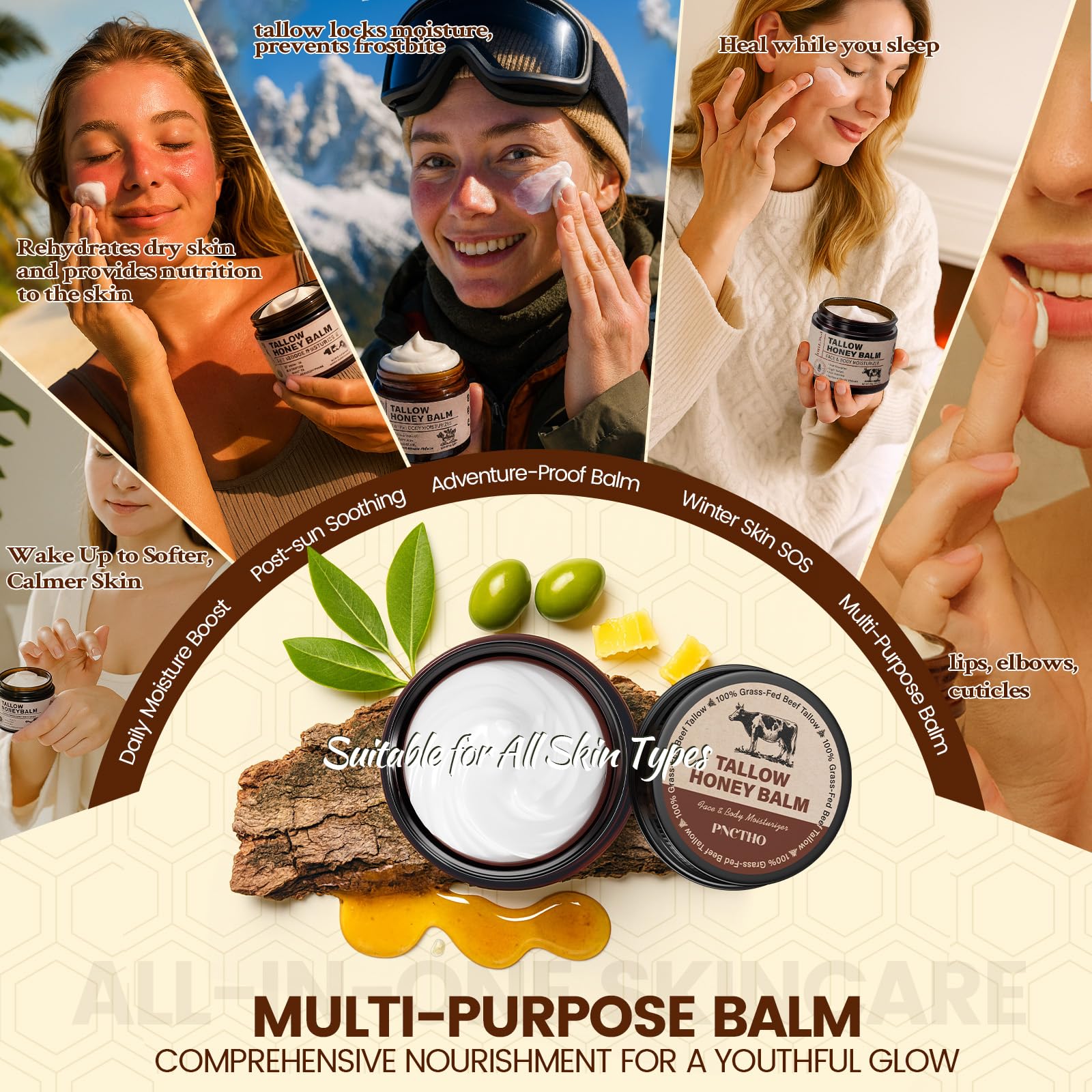 Pnctho raw wild honey visible in balm for soothing care