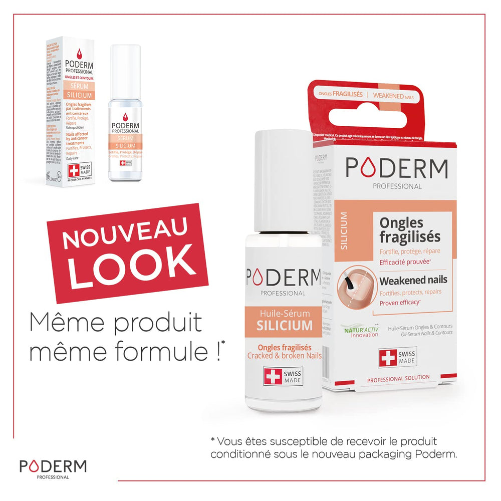 PODERM Strengthener precision brush enables easy daily application on nails and cuticles.