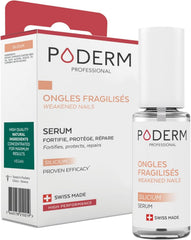 PODERM Nail Strengthener serum bottle reinforces fragile nails with natural silicon.