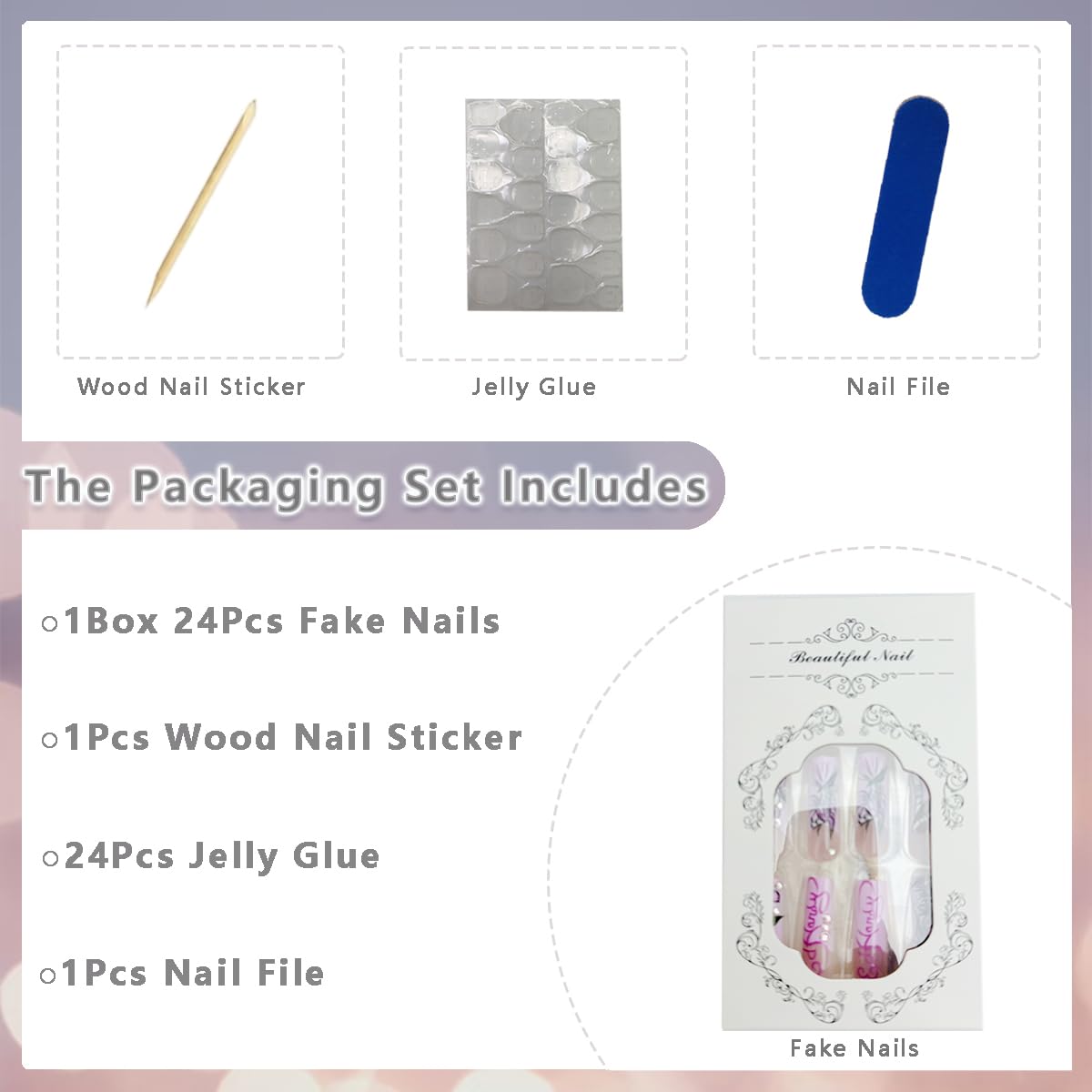 PODUOJIEYI glossy ABS nails offer durable wear with low odor.
