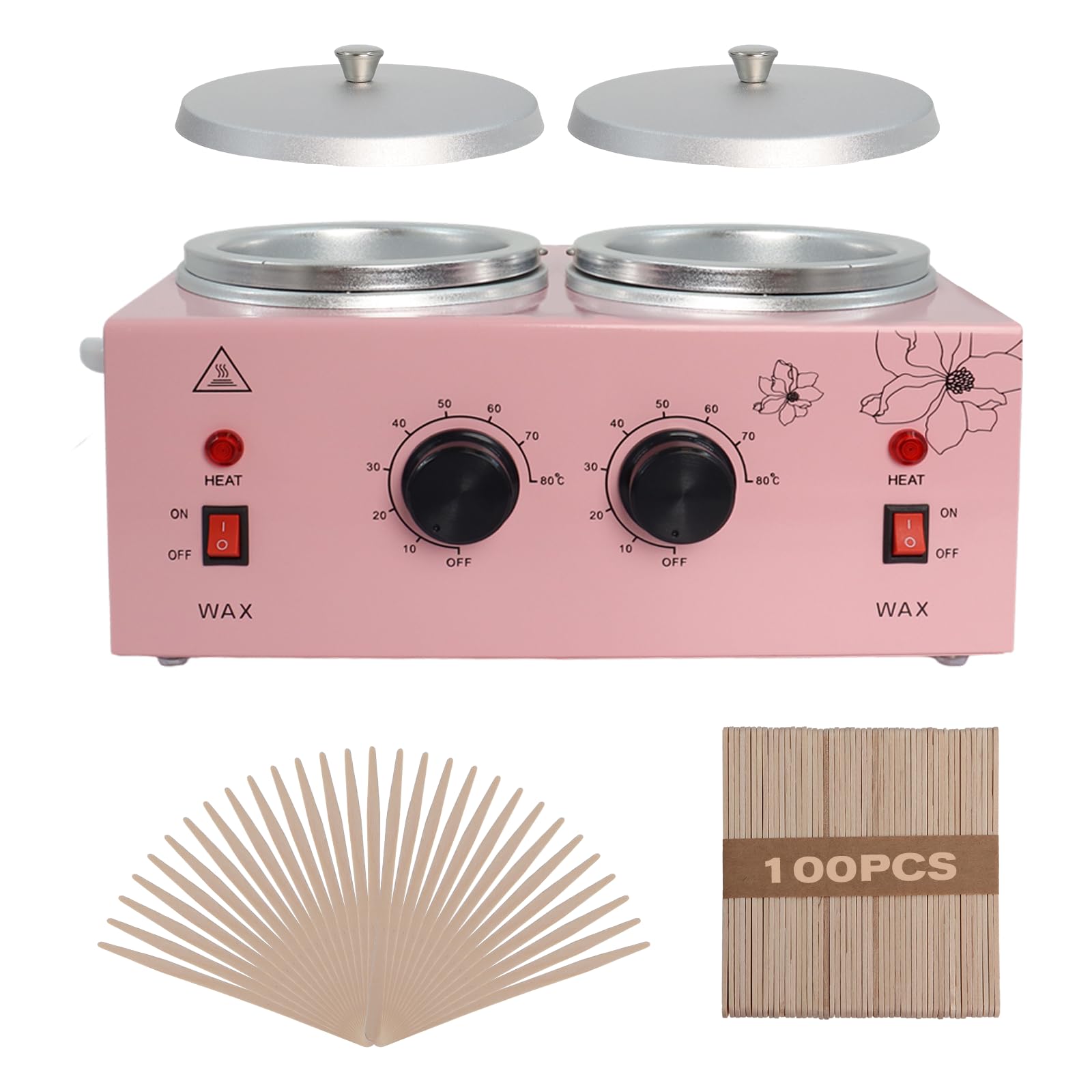 Podoy Wax Warmer front view with dual pots for convenient two-wax heating