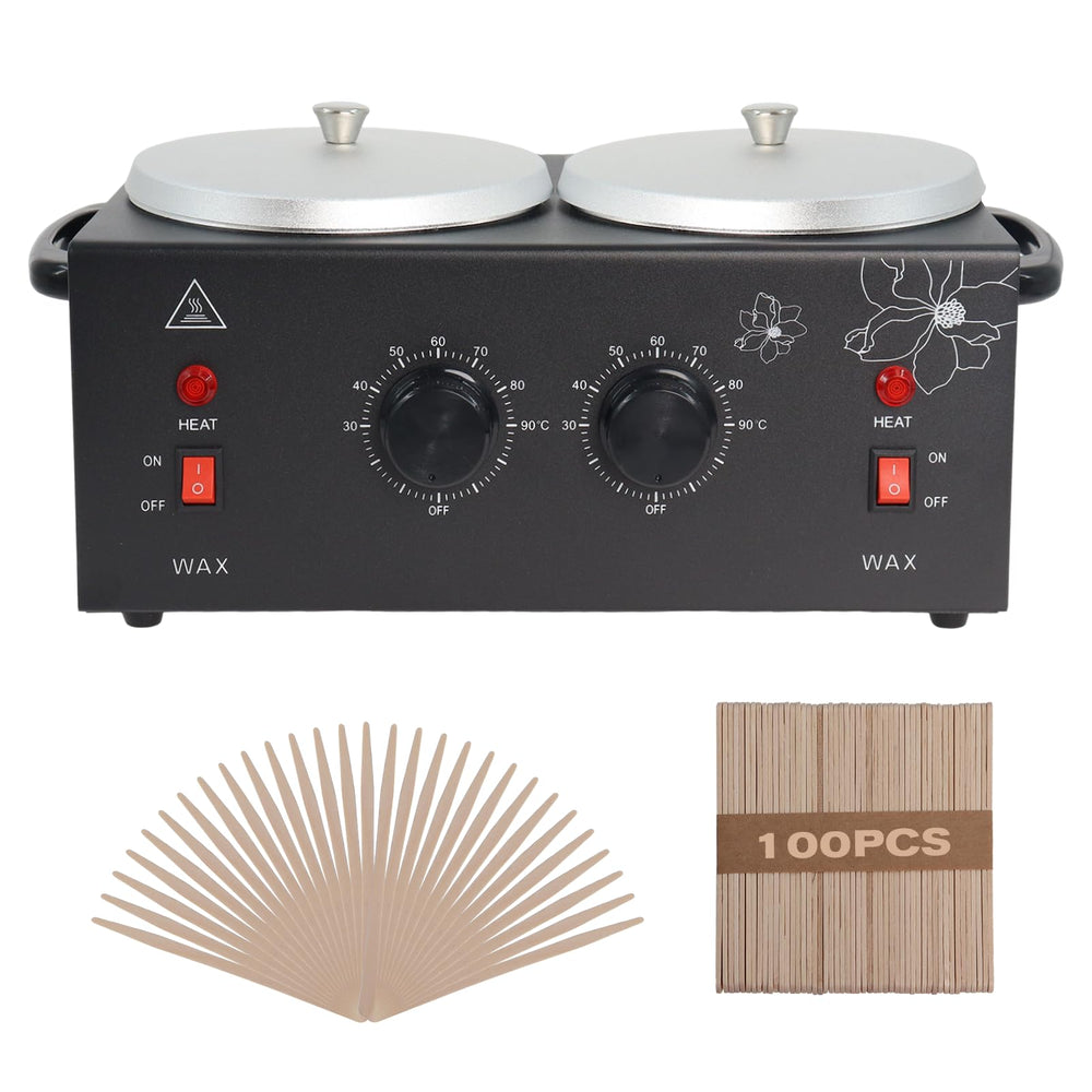 Podoy Wax Warmer Double Pot front view with dual 600ml pots for efficient waxing at home or salon.
