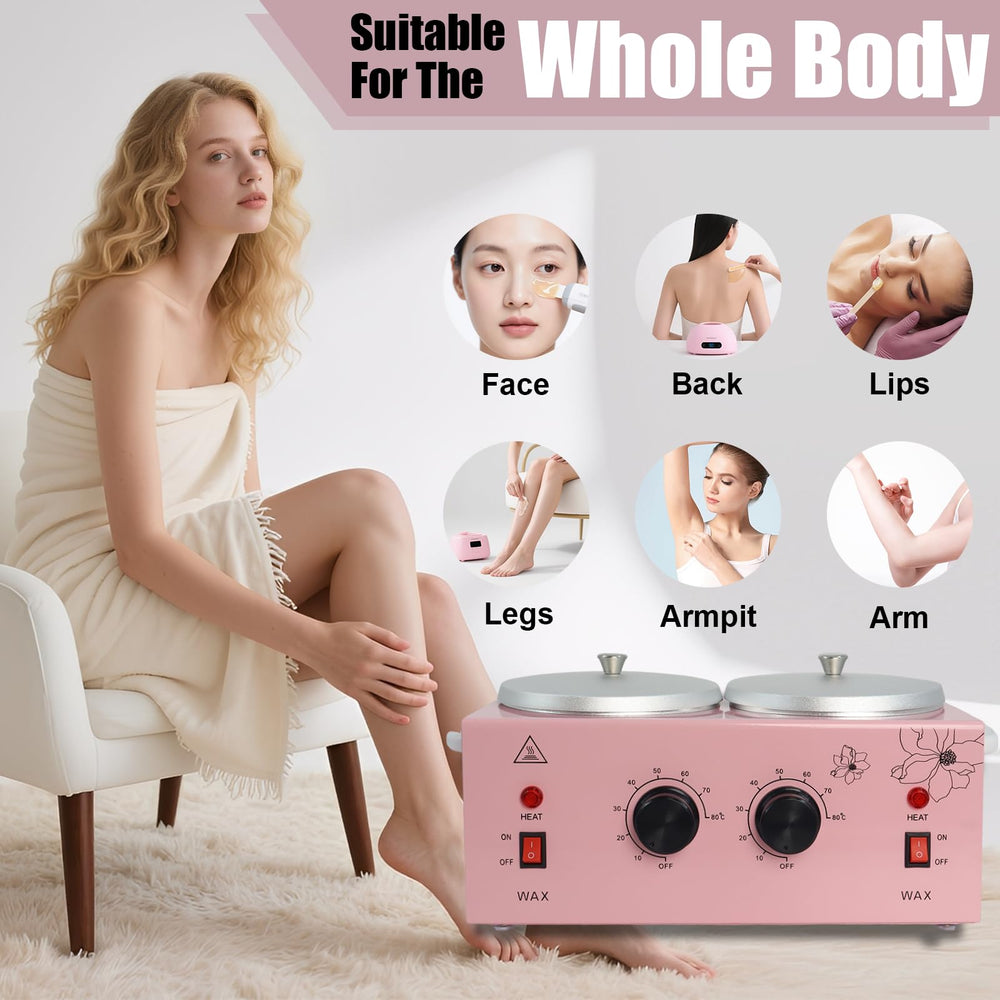 Podoy Wax Warmer stainless steel body with pink finish for durability and style