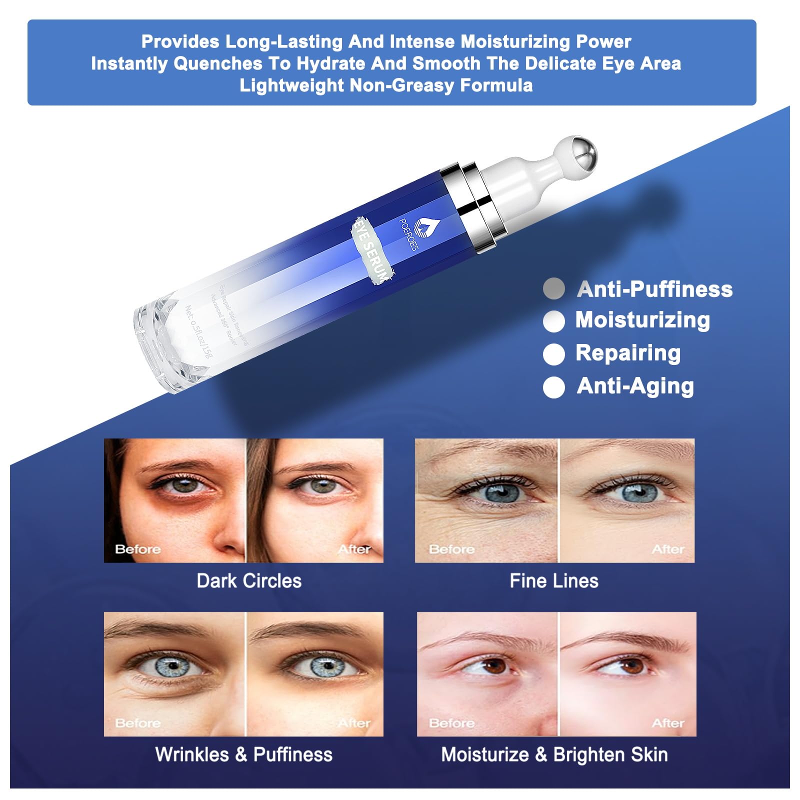 POEROES eye serum targets dark circles with a lightweight, fast-absorbing formula