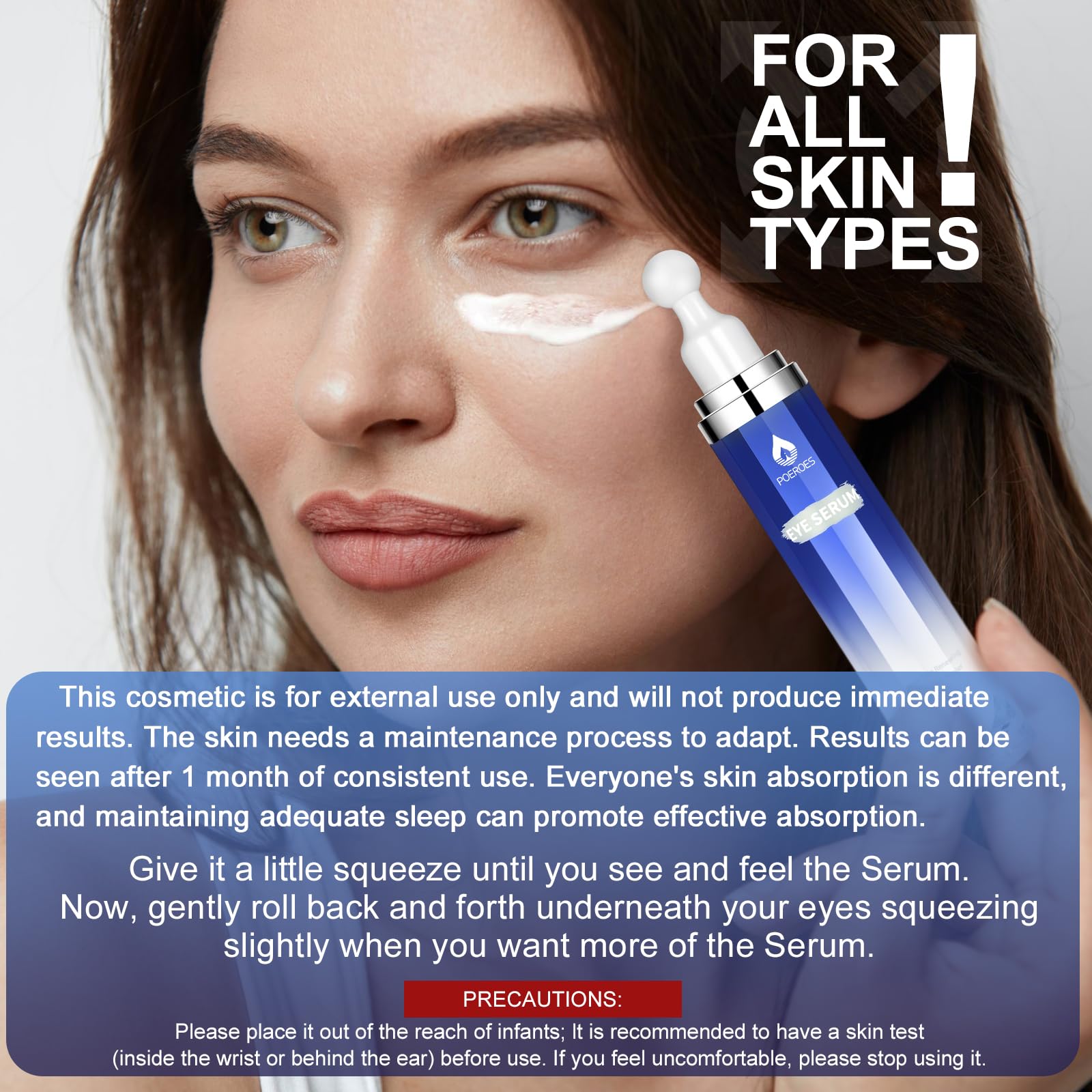 POEROES eye serum smooths wrinkles with continued use and proper care