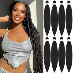 Pofworld pre stretched braiding hair 20-inch closeup shows smooth texture for natural braids.