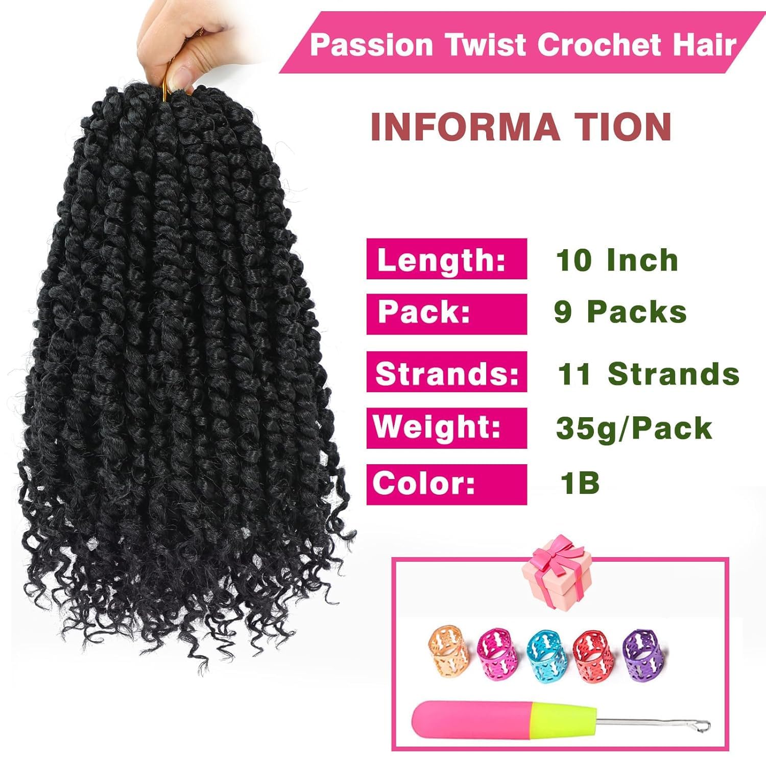 Pofworld ultra-lightweight crochet hair 10 inch, minimizes scalp pressure for comfortable styling.