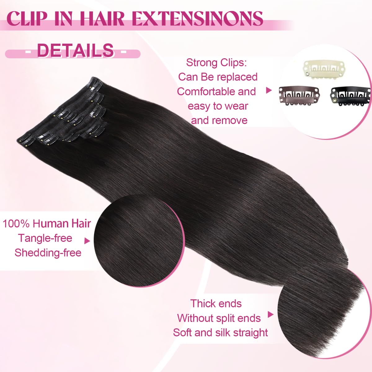 POGINJA double-weft clips provide secure, comfortable wear without slipping