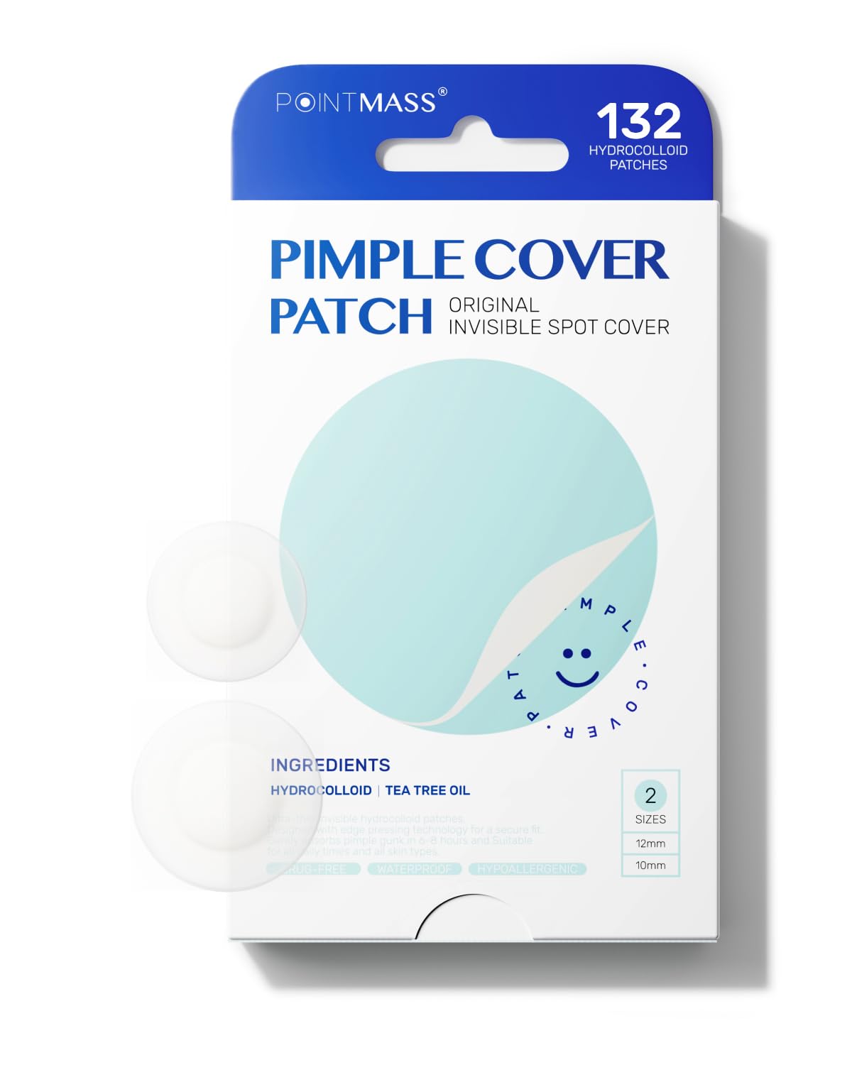 POINTMASS packaging shown for travel-ready acne care.