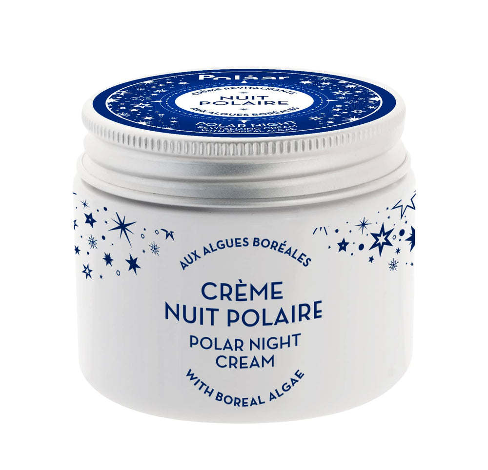 Polåar Polar Night Revitalizing Cream texture showcasing a rich, soothing formula for nighttime skin care.