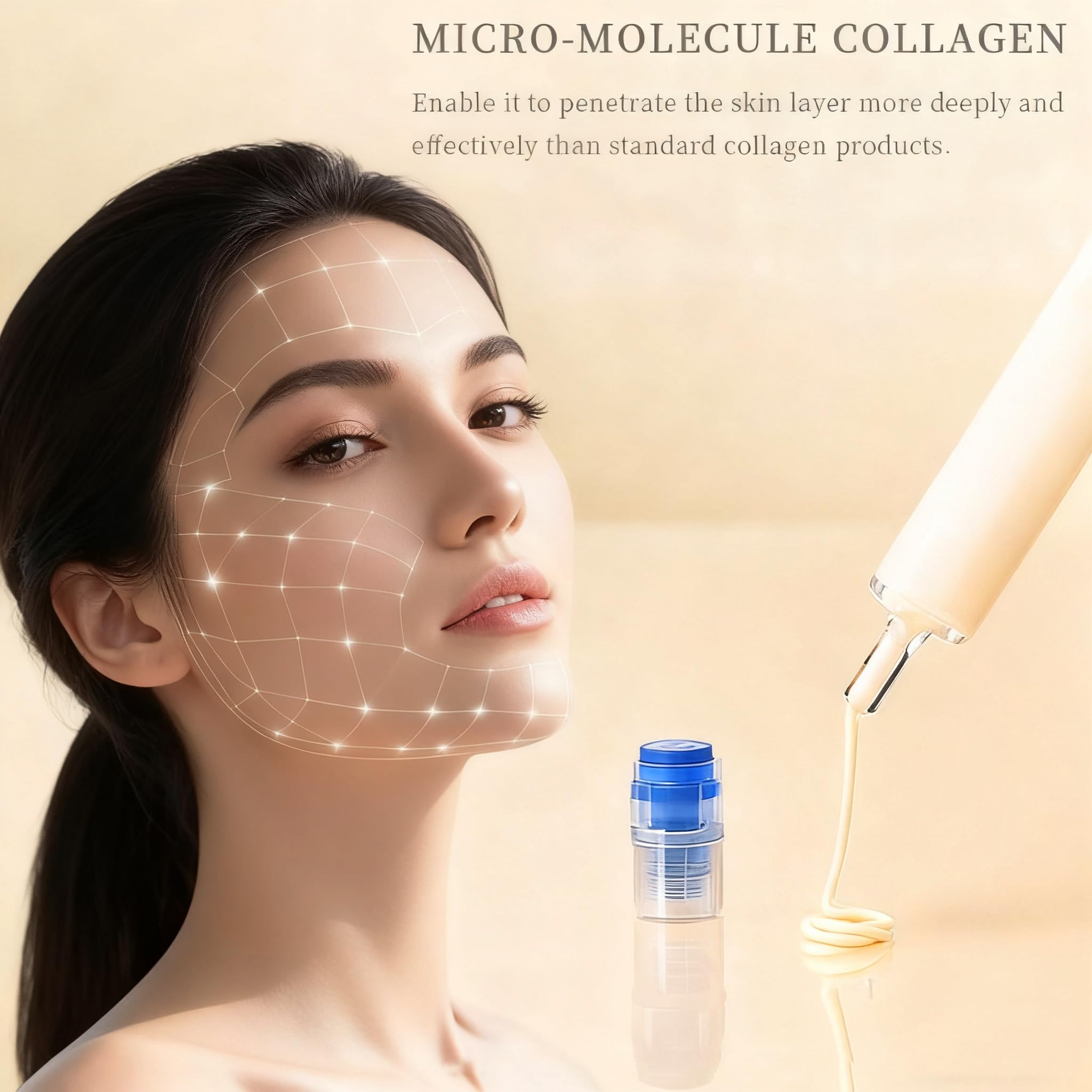 Polypeptide Collagen Elastic Essence Cream application gesture shows comforting, fast absorbing lift potential