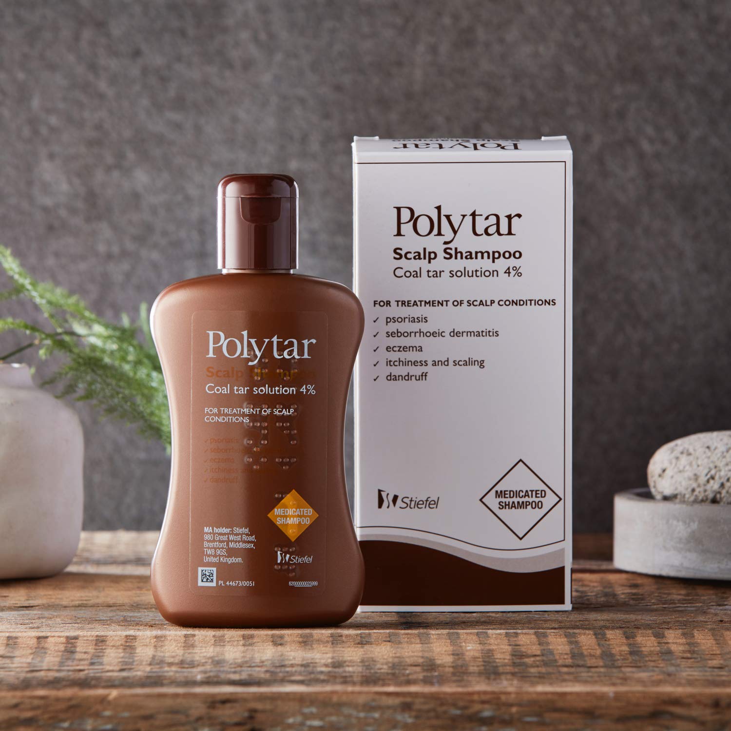 Polytar shampoo lather shows rich foaming action for thorough cleansing