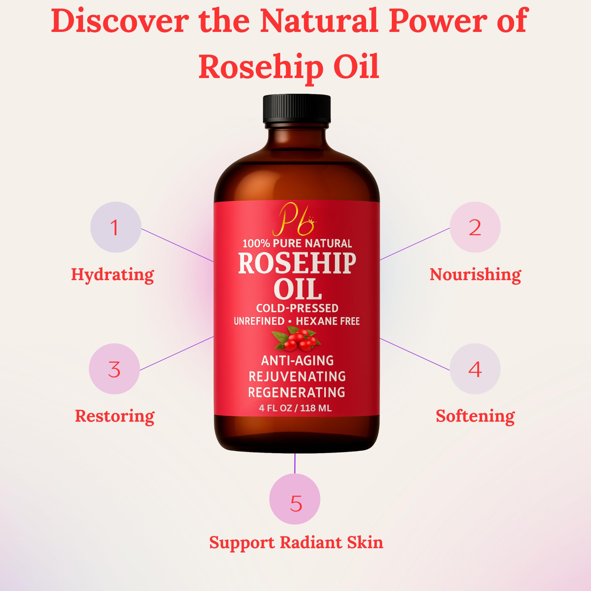 Pomberries Rosehip Oil body moisturizer for silky skin and improved elasticity