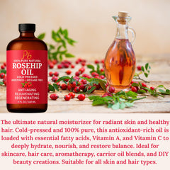 Pomberries Rosehip Oil dropper ready for quick skin absorption and smooth skin