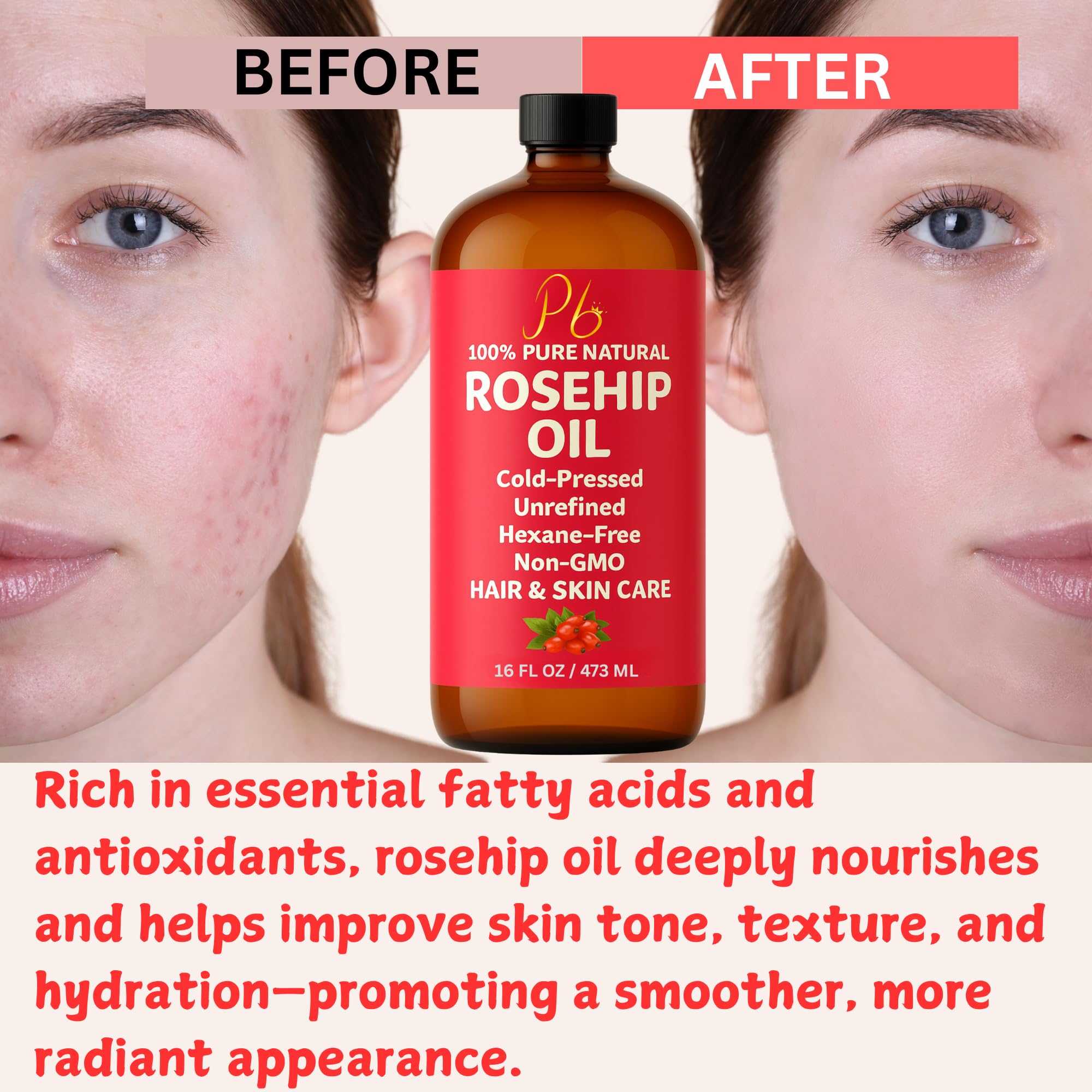 Pomberries Rosehip Seed Oil used as carrier oil in DIY beauty blends.