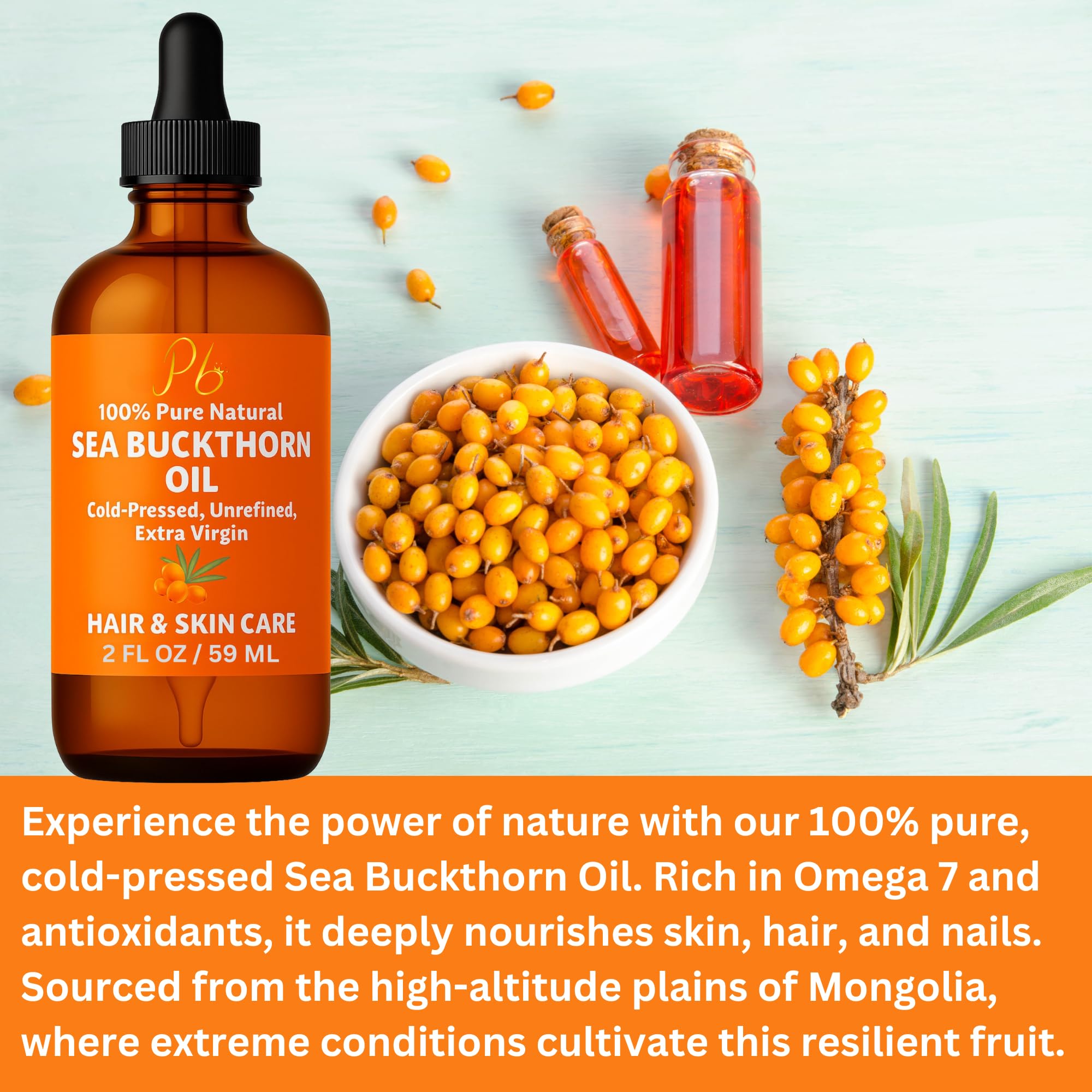Pomberries Sea Buckthorn Oil on skin showing lightweight hydration