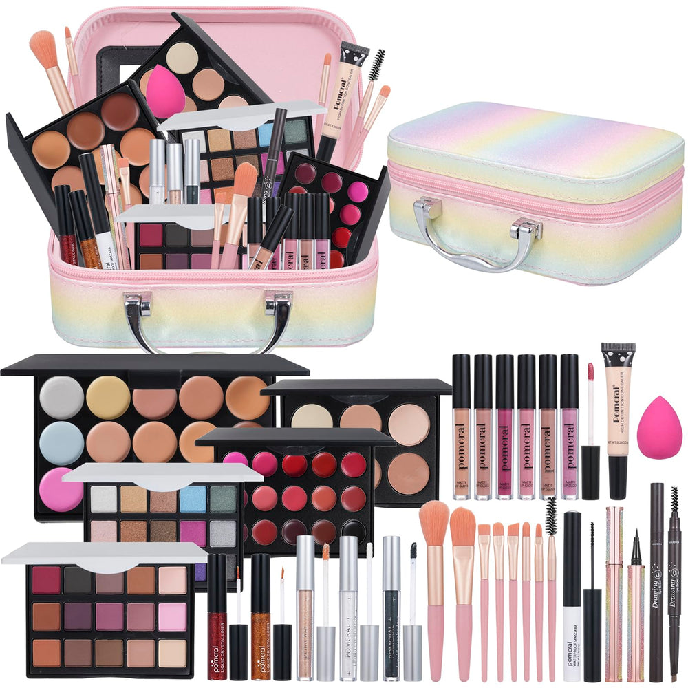 Pomcral All In On Makeup Kit eyeshadow palette offers rich color payoff for versatile looks.