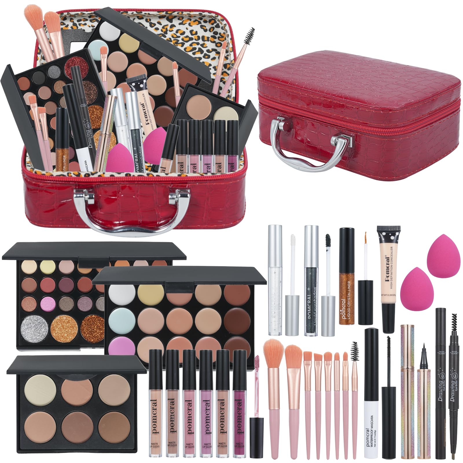 Pomcral makeup kit full set with organizer bag for beginners.