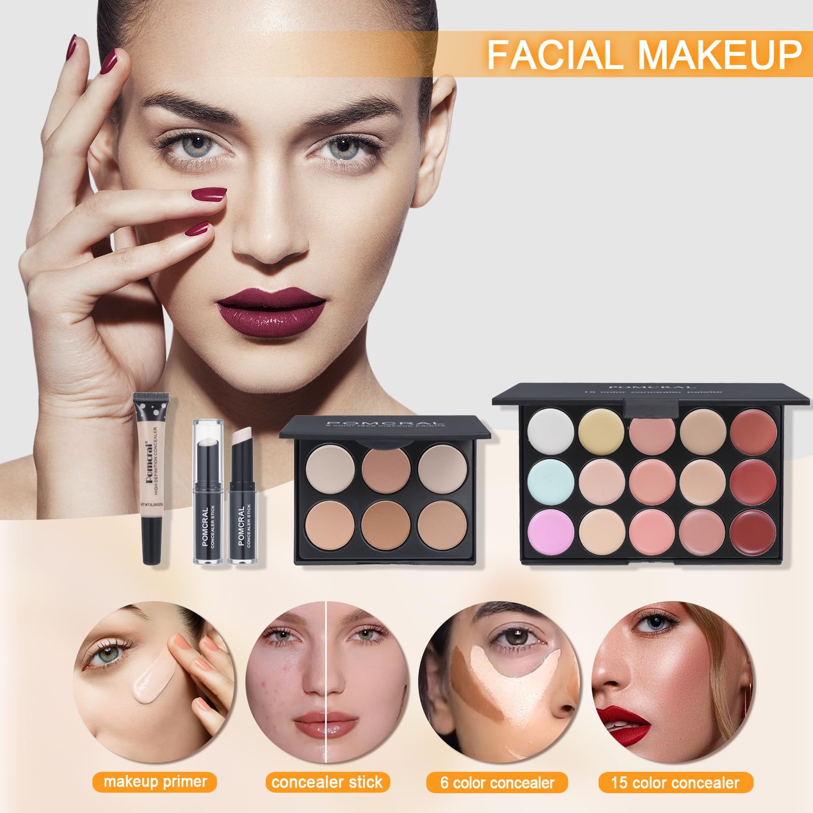 Pomcral makeup kit teens brushes set enables precise, beginner-friendly application.
