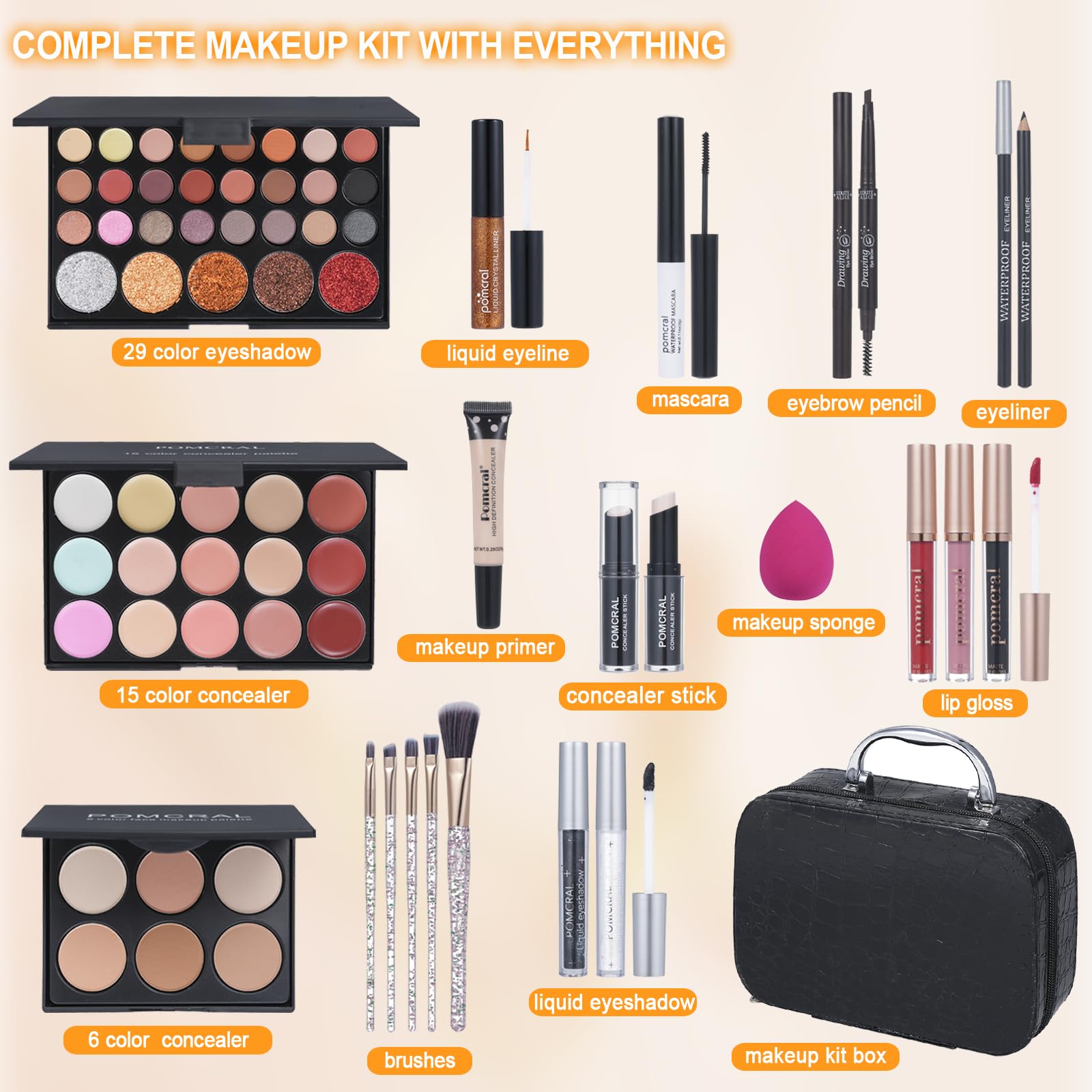 Pomcral makeup kit teens eyeshadow palettes offer versatile neutral to shimmer looks.