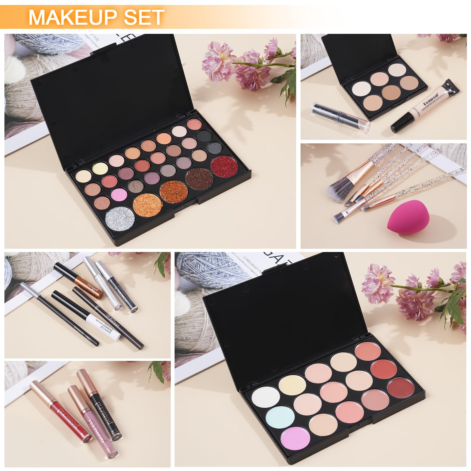 Pomcral makeup kit teens travel case supports organized on-the-go touch-ups.