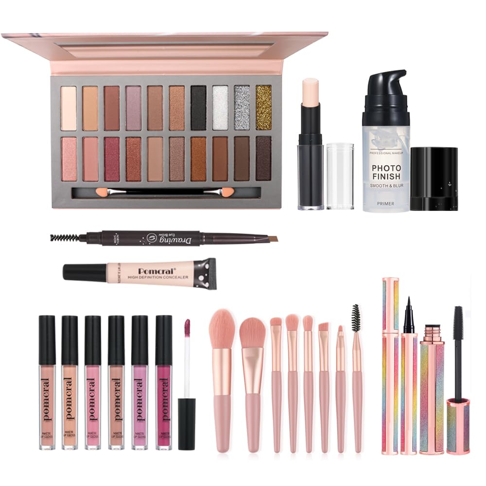 Pomcral makeup set lip gloss in a sleek tube for a glossy, hydrated finish.