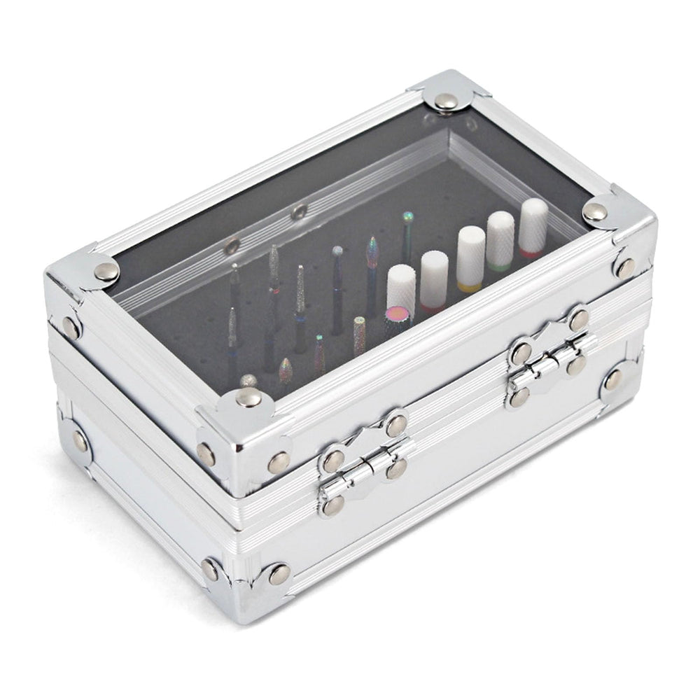 Pomya nail drill bit holder storage box riveted design withstands frequent handling.