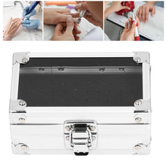 Pomya nail drill bit holder storage box secure lock ensures safe transport and storage.