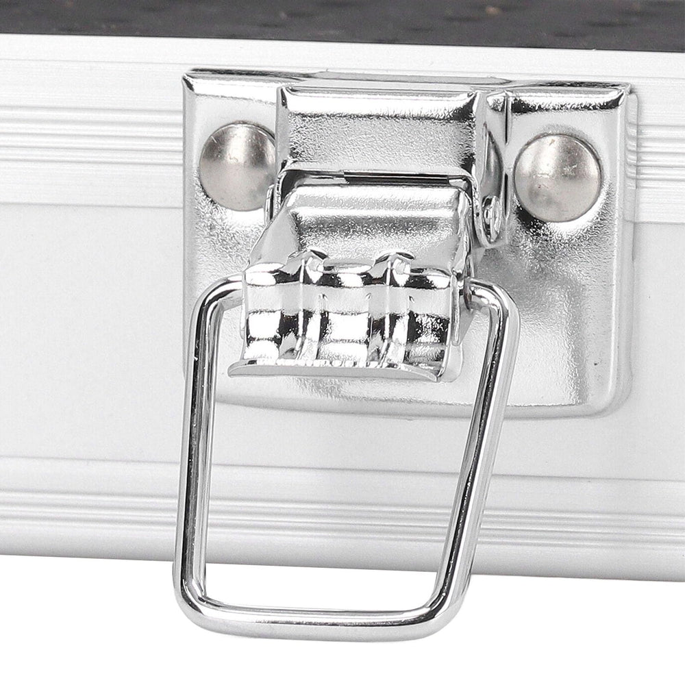 Pomya nail drill bit holder storage box silver finish adds a sleek professional look.