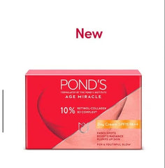 Packaging close-up of POND'S Age Miracle Day Cream highlighting SPF 15 PA++ protection