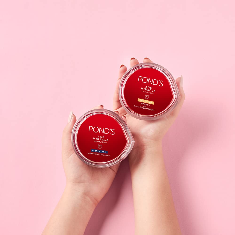 POND'S Age Miracle Whip label info highlights retinol-C and hydrolyzed milk protein.