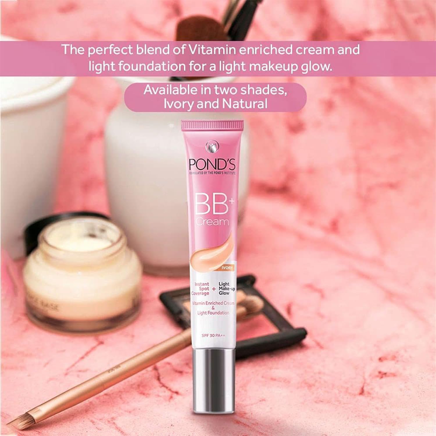 POND'S BB+ Cream application demonstrates spot coverage and smooth complexion