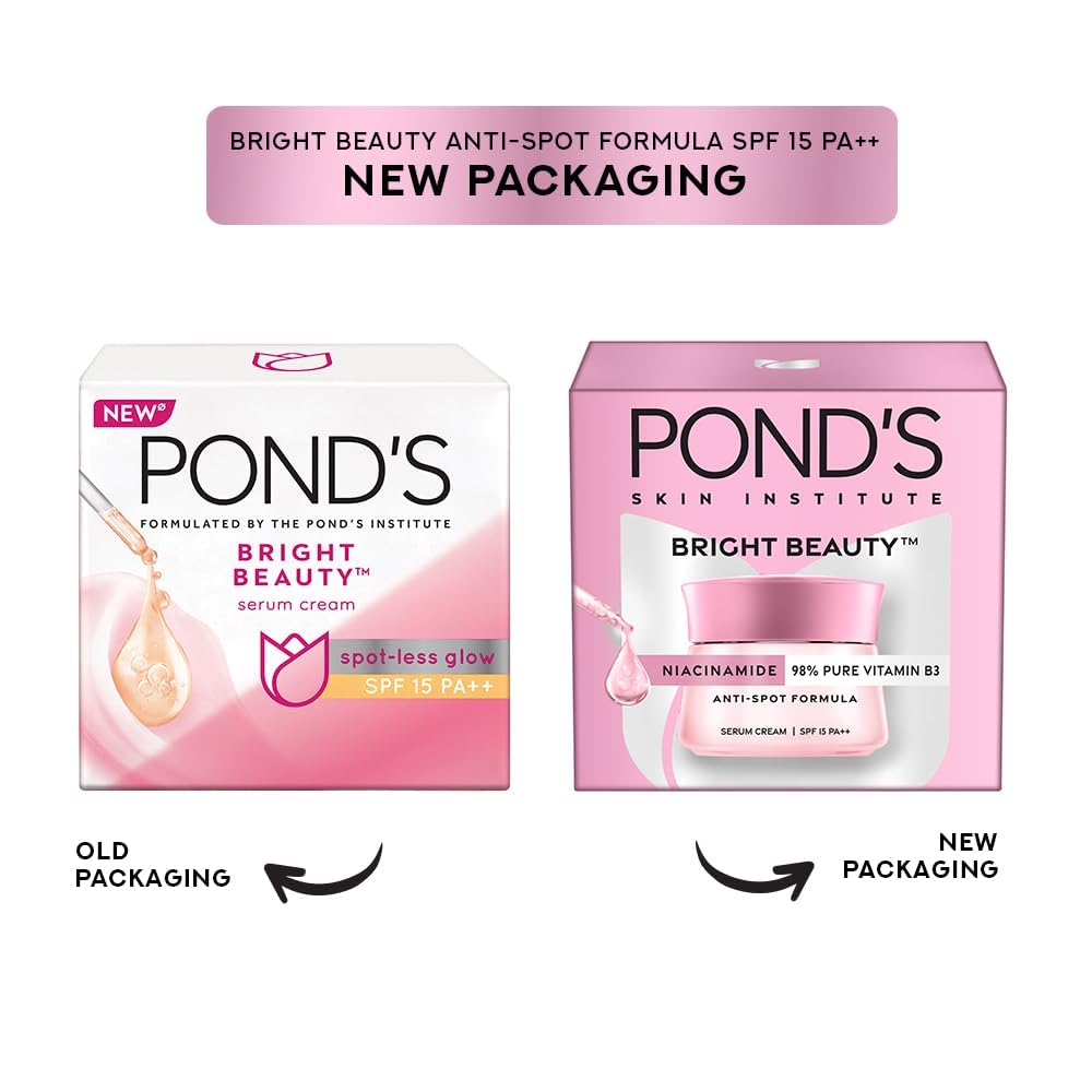POND'S Bright Beauty Ultimate Brightening Serum dropper targeting cheek brightness.