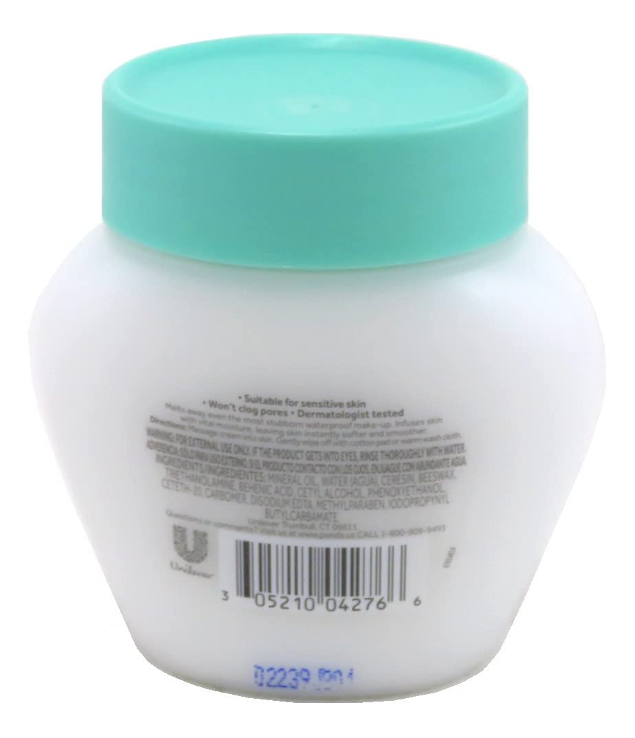POND'S Cold Cream Make-Up Remover application shows creamy texture; easy makeup lifting.