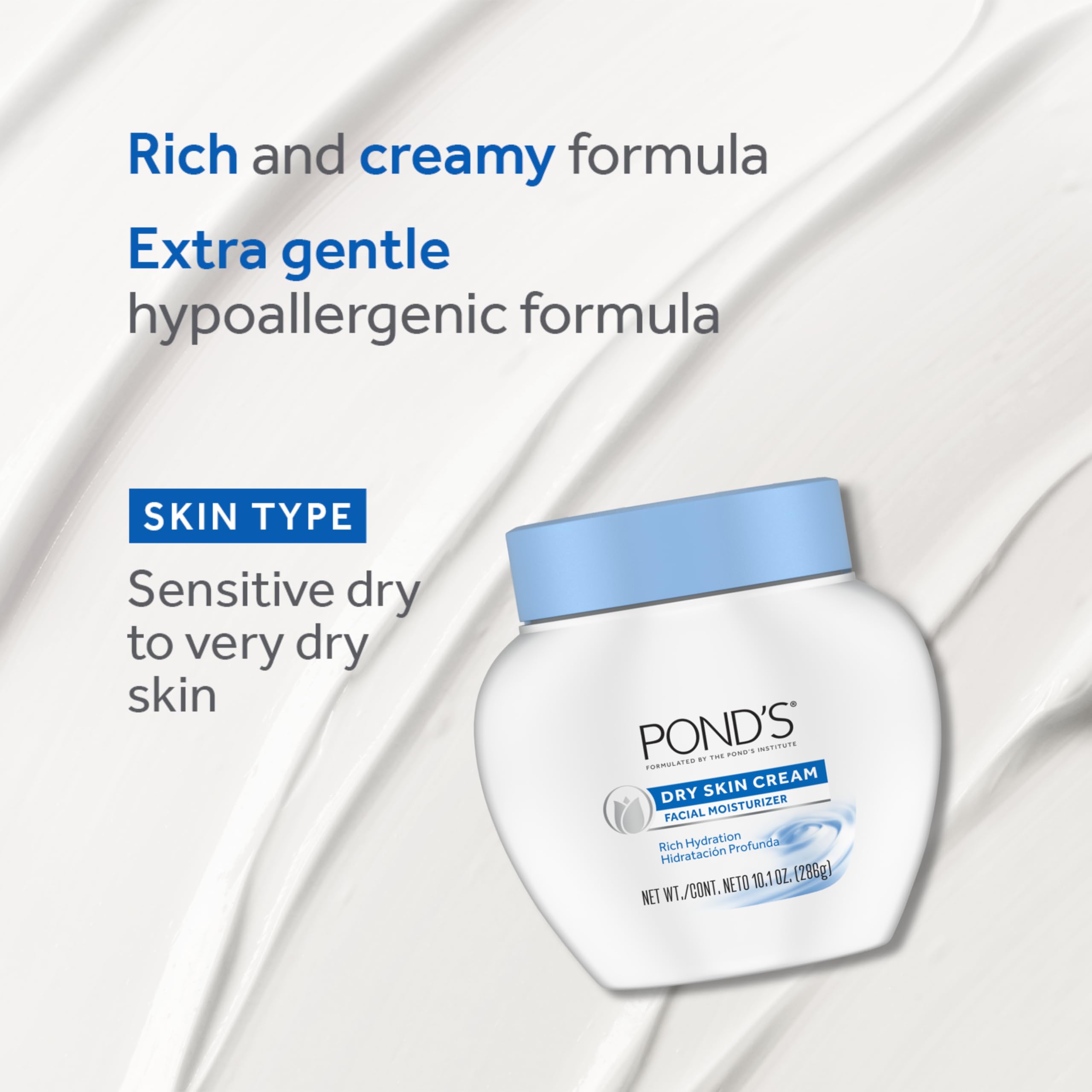 POND'S Dry Skin Cream on the neck illustrating full-face hydration reach