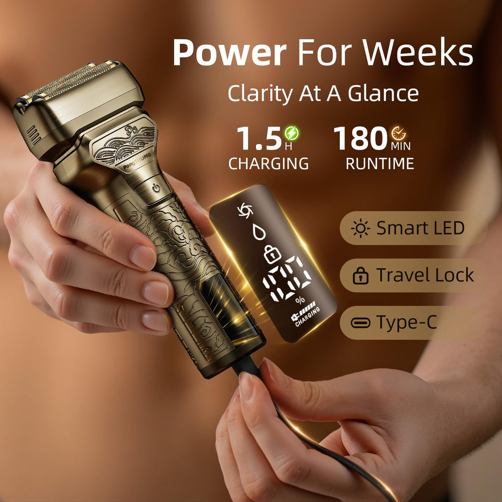 PongTHUMB with 30-degree precision blades delivers a close, comfortable shave.