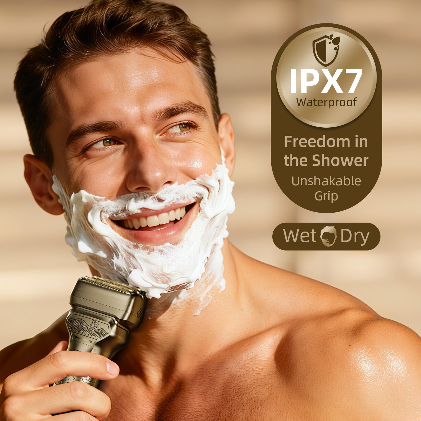 PongTHUMB dual floating foil heads glide smoothly for a close shave.