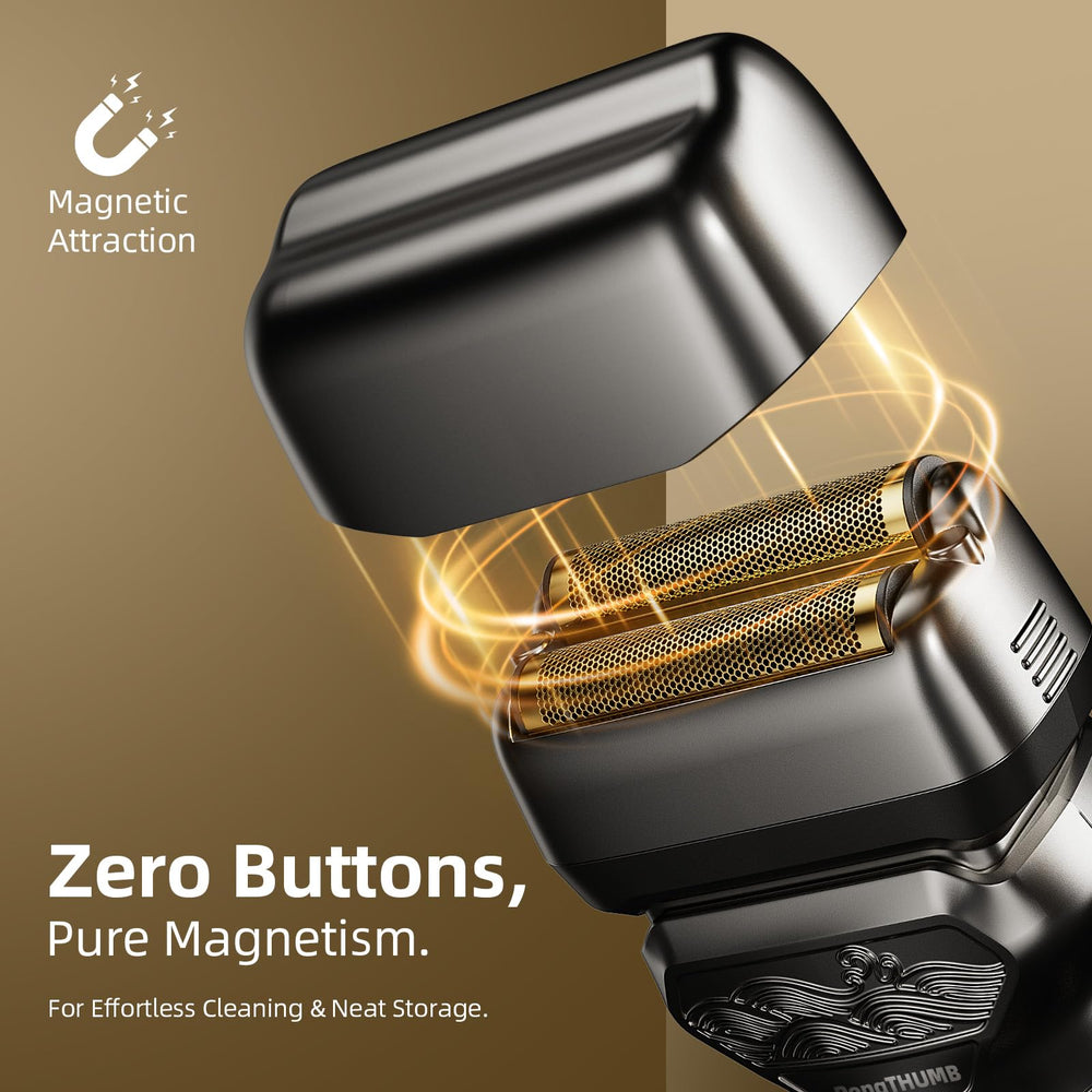 PongTHUMB Foil Shaver side profile showing ergonomic design for contours.