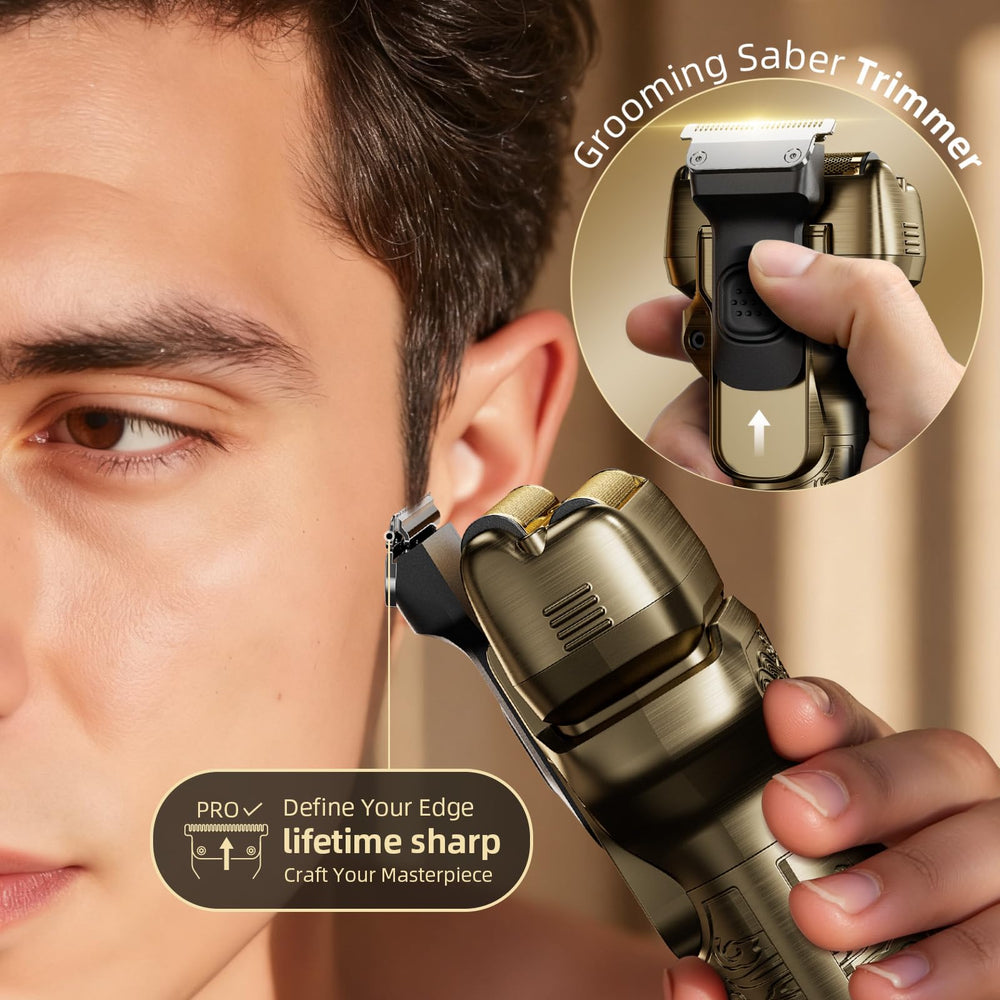 PongTHUMB LED display shows battery life for quick grooming decisions.