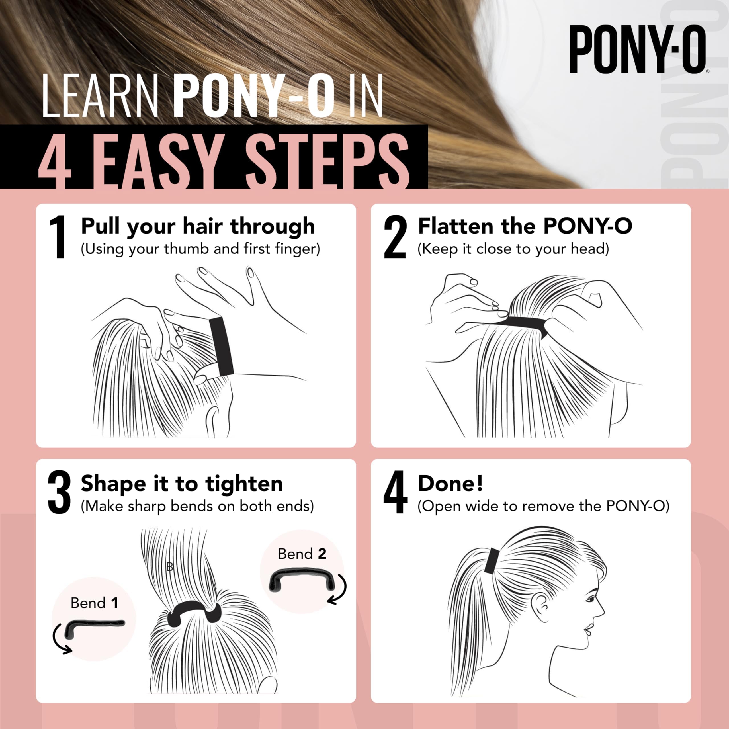 PONY-O bendable hair tie available in sizes for fine to thick hair.