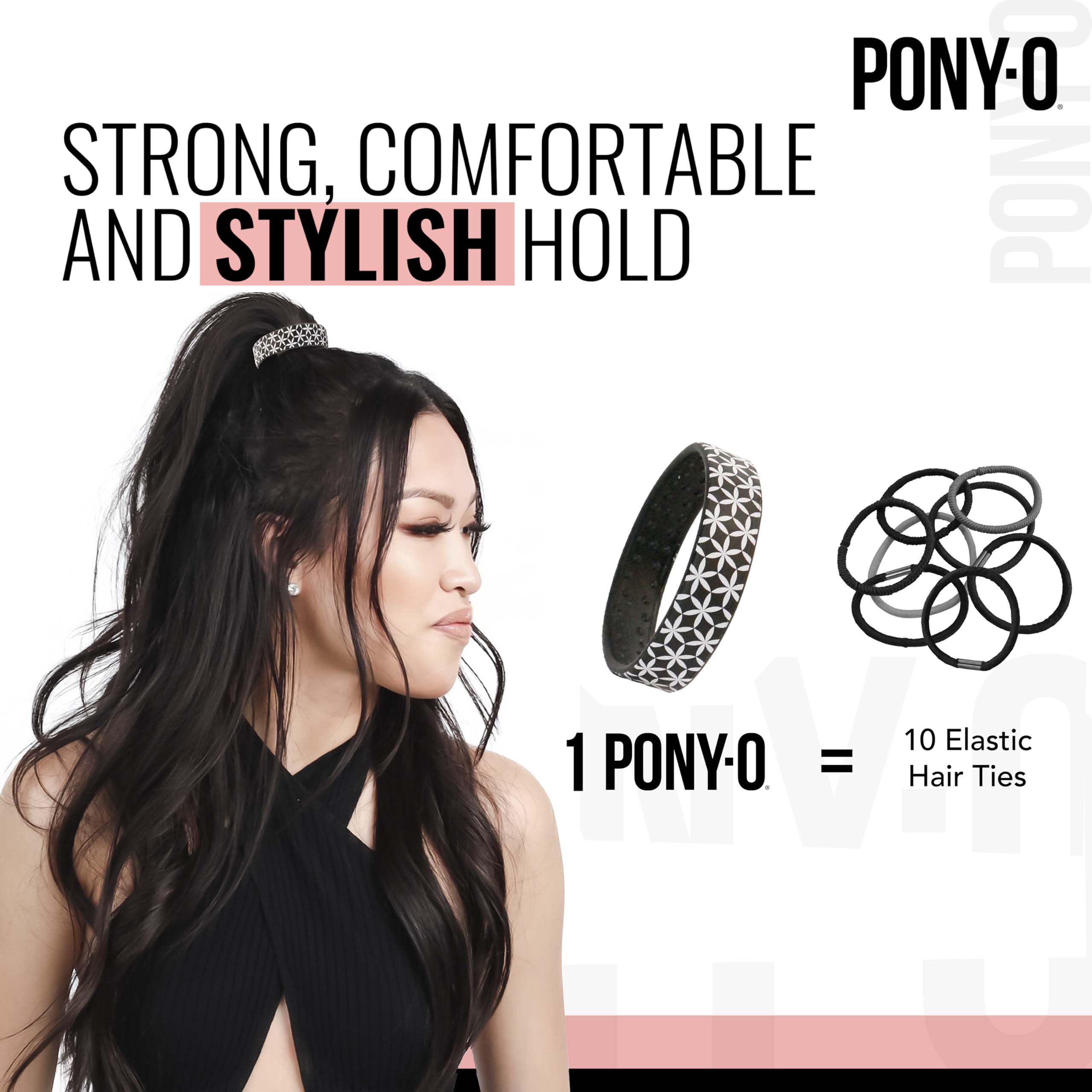 PONY-O bendable hair tie easy removal without pulling or pinching.
